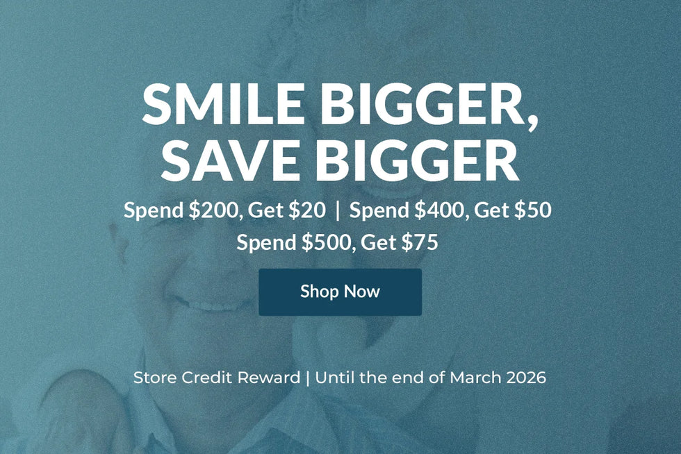 Promotional text overlay on a blurred background with a person smiling.