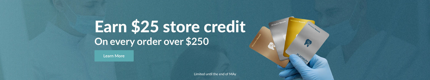  Wholedent loyalty program banner with tier cards and store credit offer 