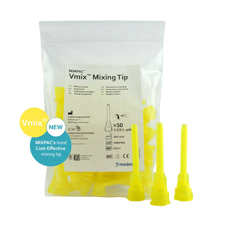  Medmix MIXPAC™ Yellow Vmix™ Mixing Tips D Outlet, 50pcs 