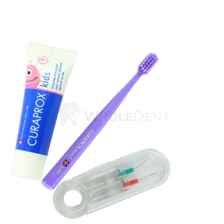  Curaprox Kids Age 6+ Travel Set - Toothbrush Toothpaste and Interdental Brushes - Oral Care 