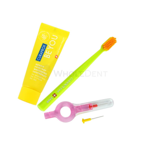  Curaprox Travel Set - Toothbrush Toothpaste and Interdental Brushes - Mouthwash 