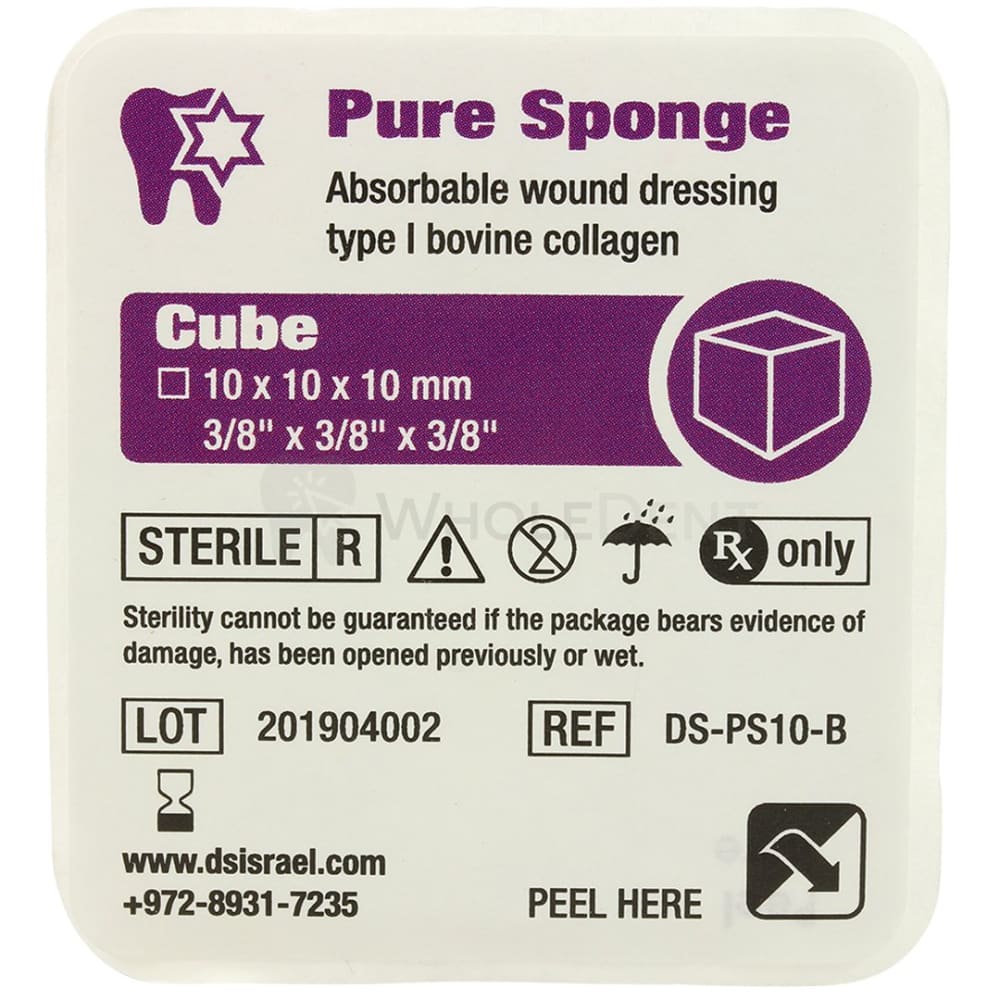 DSI Pure Sponge Collagen Plug, Individual Packaging-Collagen Sponge-WholeDent.com
