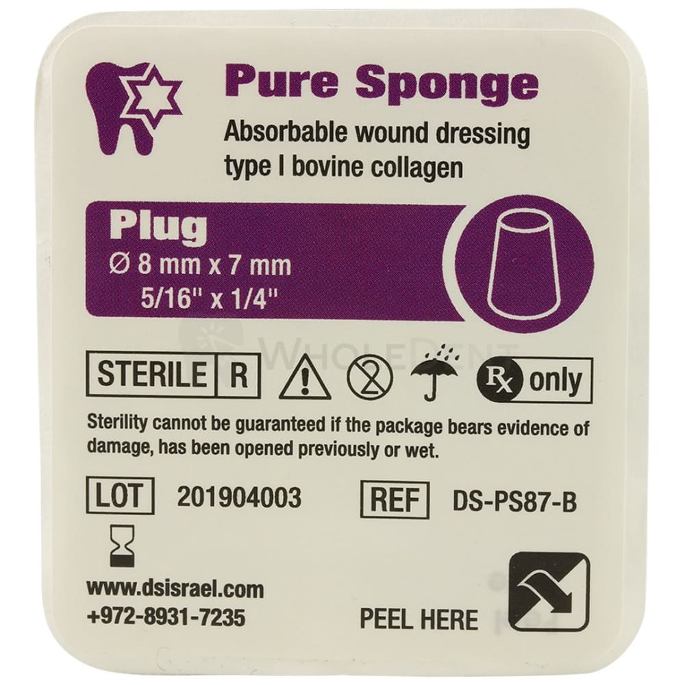 DSI Pure Sponge Collagen Plug, Individual Packaging-Collagen Sponge-WholeDent.com